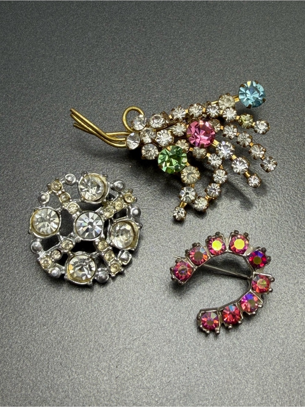 🙈2/40 Vintage Multi-Color Rhinestone Brooch Set - Sparkling